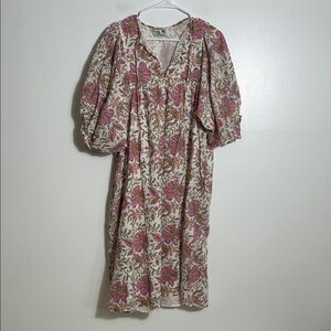 Millie Cotton Pink Floral Midi Dress